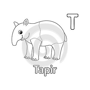 Tapir Animal Alphabet ABC Isolated Coloring Page T