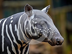 Tapir profile color taken at zoo.