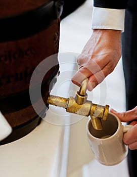 Tapping beer at an event