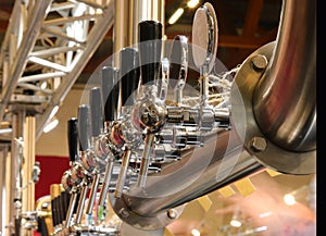 taps for draught beer in the pub