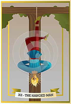 Hanged man from a tree tarot card