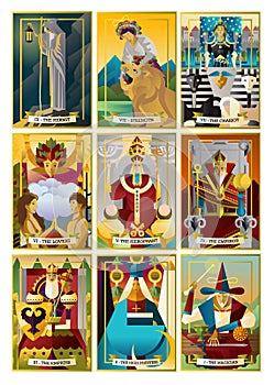 Tarot major arcana nine cards photo