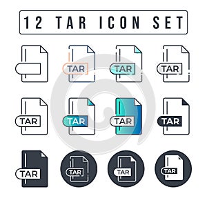 TAR File Format Icon Set. 12 TAR icon set