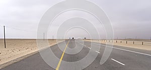 tar road in desert countryside, near Walvis Bay, Namibia