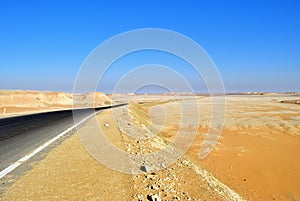 Tar road. Sahara desert, Egypt, Africa