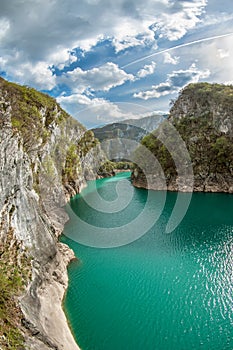 Tara river in the gorge of the Balkan mountains. Montenegro photo