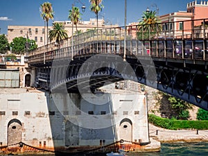 The taranto bridge on the taranto canalboat photo