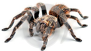 Tarantula spider Pamphobeteus antinous is the largest spider, scary and hairy, portrait, isolated on white close-up macro photo