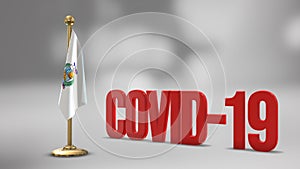 Tarapaca Chile realistic 3D flag and Covid-19 illustration. photo