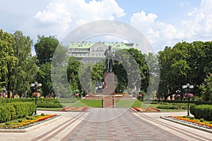 Taras Shevchenko monument in the park photo