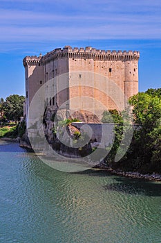 Tarascon castle on shore of Rhone river