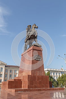 Taraz, Kazakhstan - August 14, 2016: Monument Baidibek mounted o