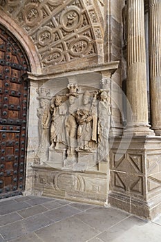 Tarazona cathedral, baroque entrance detail. Saragossa, Aragon community, Spain