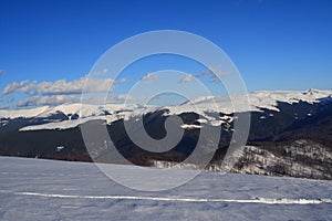 Tarcu mountain winter view