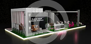 Tarde exhibition booth lounge for brands. 3D Rendering photo