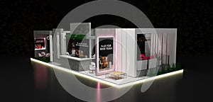 Tarde exhibition stand mockup for Corporate identity, booth design for trade show. 3D Rendering photo