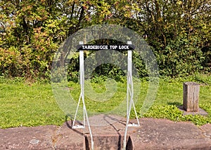 Tardebigge Top Lock Sign, Worcester and Birmingham Canal, England.