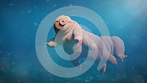 Tardigrade, swimming water bear, microscopic extremophile