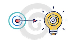 Target Achieved Idea, Strategic Insight and Solution, vector design Generative AI photo