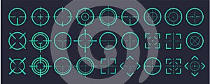 Target aim and aiming to bullseye signs symbol.Creative vector illustration of crosshairs icon set on