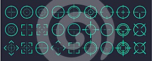 Target aim and aiming to bullseye signs symbol.Creative vector illustration of crosshairs icon set isolated on