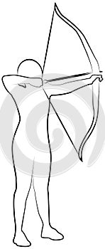 Target archery icon of a set. Line vector illustration