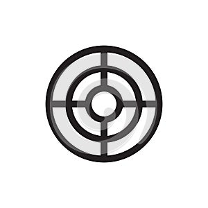 Target with arrow - black icon onwhite background vector illustration. Business strategy concept sign. Graphic design element. photo