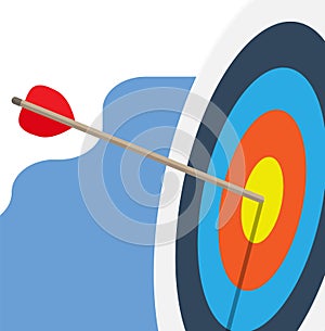 Target with arrow in center. Goal setting.