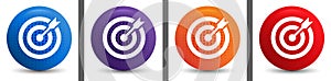 Target arrow icon abstract halftone round button set