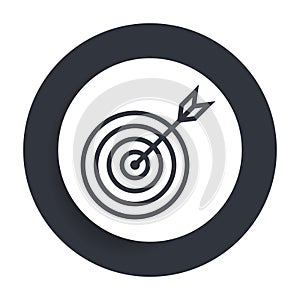 Target arrow icon flat vector round button clean black and white design concept isolated illustration