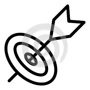 Target arrow icon outline vector. Dart bullseye.