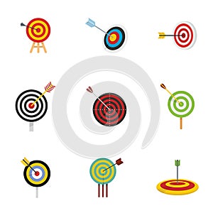 Target with arrow icons set, flat style