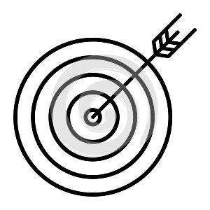 Target with arrow thin line icon. Arrow right on target simple icon.