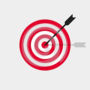 Target and arrow vector icon in trendy flat style. Business concept illustration. Success strategy design