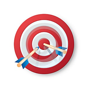 Target with arrows isolated on white background