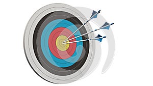 Target with arrows - Target with three bow arrows in the middle of the target isolated on white