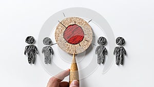 Target audience concept with hand and figures