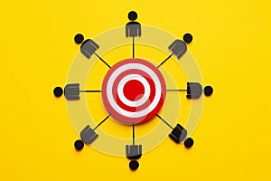 Target audience connection with red and white bullseye