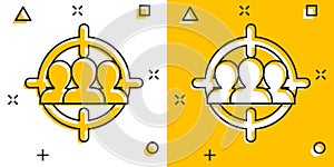 Target audience icon in comic style. Focus on people vector cartoon illustration pictogram. Human resources business concept