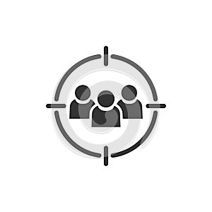 Target audience icon in flat style. Focus on people vector illus