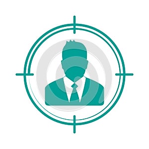 Target Audience Icon - Vector Businessman Illustration - Isolated On White Background