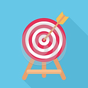 Target Board with Arrow in Center for Goal and Success Concept