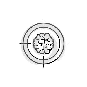 Target, brain icon. Simple line, outline vector elements of neurology for ui and ux, website or mobile application