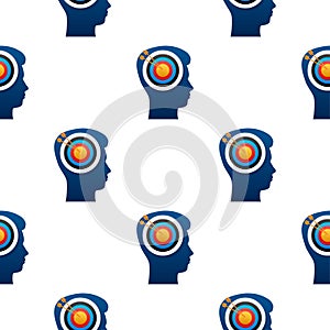 Target brain profile for medical design pattern. Vector illustration. Business strategy. Vector icon.