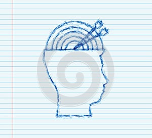 Target brain profile for medical design. sketch . Vector illustration. Business strategy. Vector icon