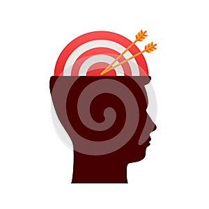 Target brain profile for medical design. Vector illustration. Business strategy. Vector icon.