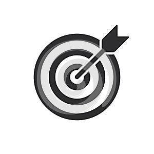 Target bullseye with arrow line art icon for apps and websites photo