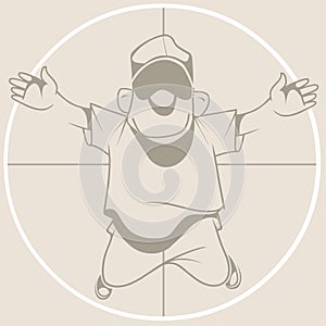 Target cartoon man with arms spread apart