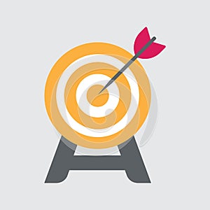 Target concept dart and dartboard icon or symbol