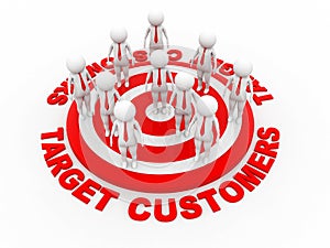 Target Customers, Red Target. 3d rendering photo